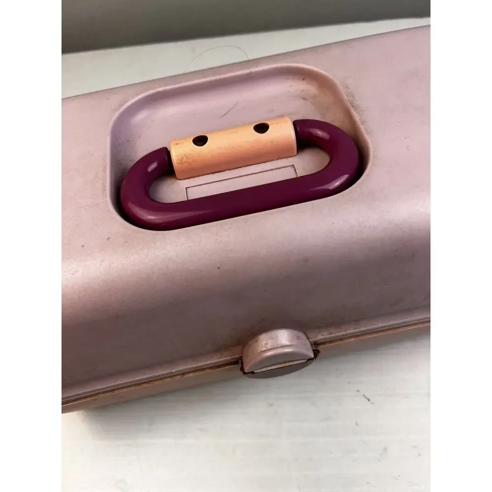 Caboodles On The Go Girl Make Up Case 80's Vintage Purple Retro Mirrored Plastic